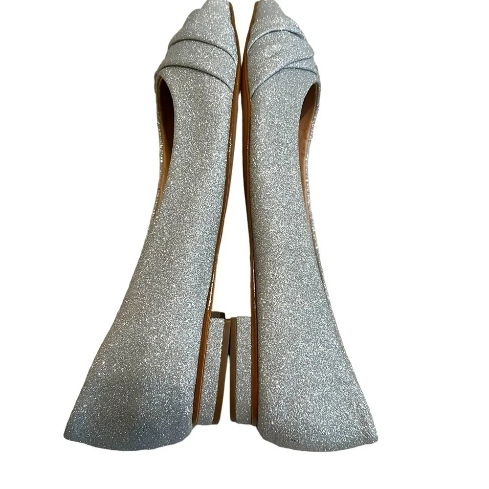 Schutz‎ Flats Pointed Toe Sparkle Metallic Silver Shoes Size 5.5 New without Box